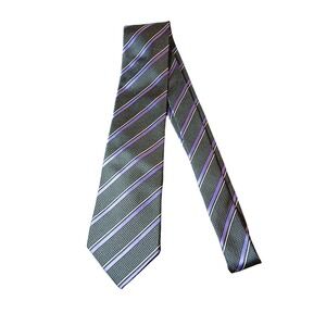 Contissima Mens 100% Silk Necktie‎ Neck Tie 63" Extra Long Black Purple #1448